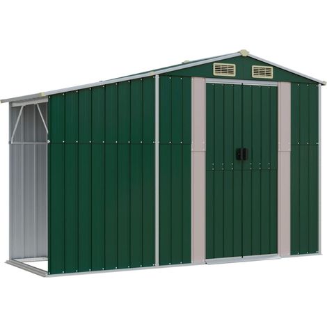 Cobertizo de jardín cobertizo para cabaña cobertizo para almacenamiento cobertizo para exteriores cobertizo para herramientas robusto 277 x 93 x 179 cm acero galvanizado verde 020022379