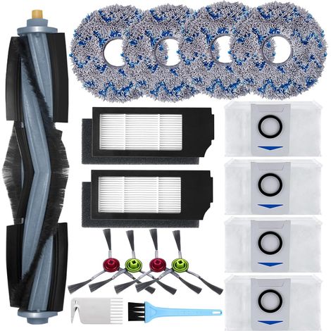 Zubehör für Ecovacs DEEBOT X1 Omni / X1 e Omni, Ersatzteile für Ecovacs Deebot X1 Turbo Staubsauger, 1 Hauptbürste, 2 HEPA-Filter, 4 Wischtücher, 4 Seitenbürsten, 4 Staubbeutel