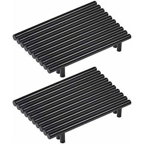 Lot de 20 poignee de meuble cuisine noir en acier inoxydable poignée meuble noir en T Bar Bâton Cuisine，Ø 12mm (Hole Centers:160mm) (1/5)