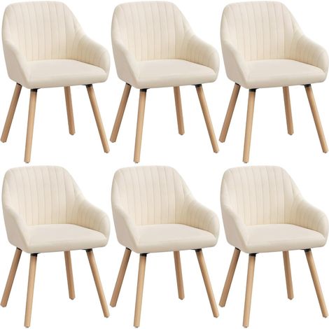 Woltu – Lot de 6 chaises de salle à manger – Siège en velours doux – Structure en bois massif – Dossier ergonomique – Patins antidérapants