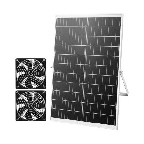 Ventilateur Solaire avec Panneau Solaire 30 W et 2 Ventilateurs,Extracteur d'Air,Angle Réglable,2668 tr/min,pour Serre,Tente de Culture,Poulailler et Abri,Boîtier Alliage Alu Étanche IP65 (1/3)