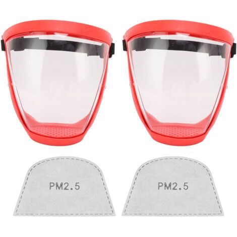 2 pièces de cache-visage de protection réutilisable avec élastique et filtres en coton, transparent pour enfants en rouge et blanc