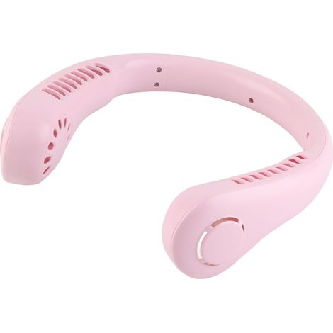 Ventilateur de cou USB à 3 vitesses, silencieux, rechargeable, sans pales, longue autonomie, portable, idéal pour le shopping, les voyages et les activités de plein air (rose). (1/5)