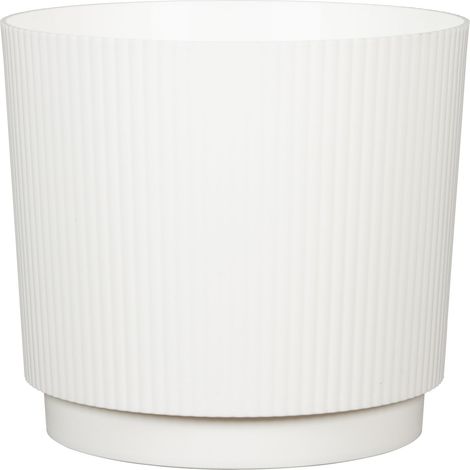 Scheurich LINO, Blumentopf aus Kunststoff, Farbe: Chalk White, 25 cm Durchmesser, 22,2 cm hoch, 8,4 l Vol.