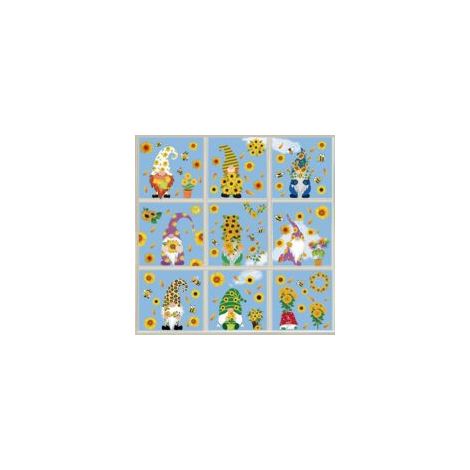 Fensteraufkleber mit Sonnenblumen- und Zwergenmotiven im Herbststil - Crezuo