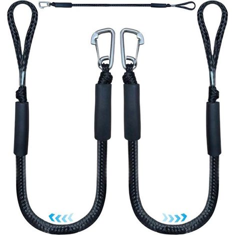 Corde d'amarrage - 2 pièces - 1,2-1,7 m - Corde d'ancrage extensible avec crochet - Corde haute tension pour bateau - Corde (1/5)