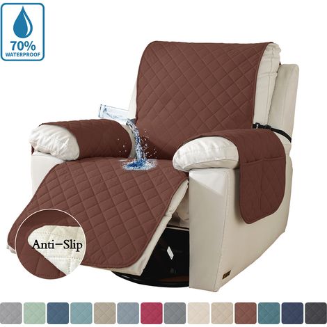 Housse de fauteuil inclinable 100 % imperméable, antidérapante et lavable, avec poches et élastique, sans danger pour les animaux domestiques, 58 cm (23 pouces). (1/5)