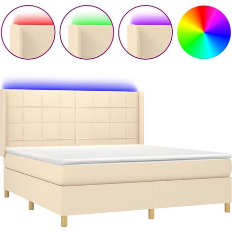 Maison Exclusive - Boxspringbett mit Matratze & LED Creme 180x200