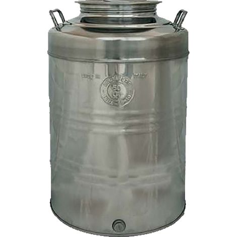 Contenitore fusto botte per olio Belvivere da 25 lt in acciaio inox 18/10 predisposizione rubinetto attacco 1/2' vino birra (1/2)