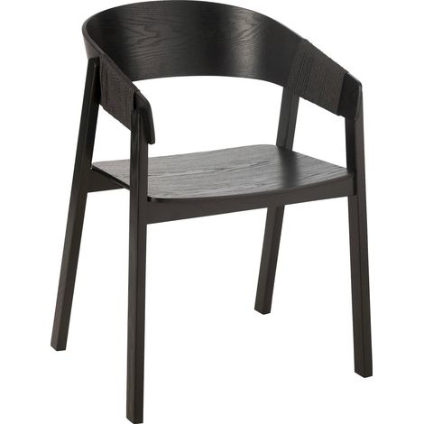 Chaise en frêne noir assise cordée design contemporain - Noir frêne et corde tressée (1/5)