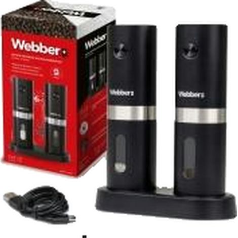 Moulin à poivre et à sel électrique, rechargeable par USB, lot de 2, Weber Premium