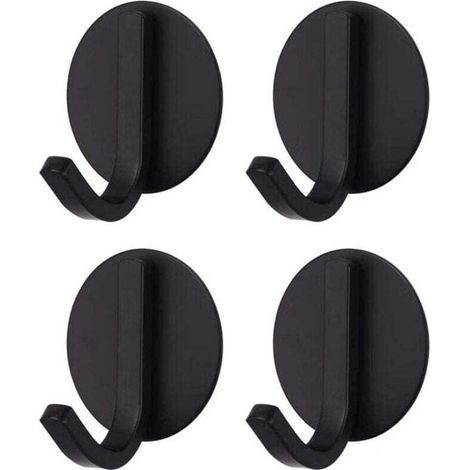 Garden FutureCrochet Adhésif Puissant Acier , XU,Inoxydable Noir (4 Pièces)Patère, Porte-serviettes, produit qualité supérieure, durable et fiable, matériaux sélectionnés, conforme normes - KZQ (1/4)
