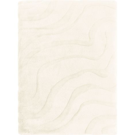 Plaid polaire chaud écru 150x200 Wave