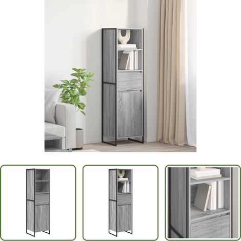 vidaXL Bücherregal mit Schublade -  Bücherregal Graues Sonoma 43 x 36 x 150,5 cm Holzwerkstoff (1/5)