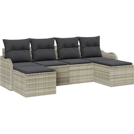 Maison Exclusive - Gartensofa-set Hellgrau Poly-Rattan