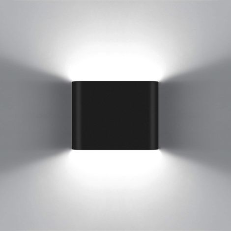 6W Moderne Applique Murale LED Lampe Murale Up Down Aluminium LED Lèche-murs Imperméable Intérieur Extérieur pour Chambre à Coucher Porche,Noir 6000K (1/5)
