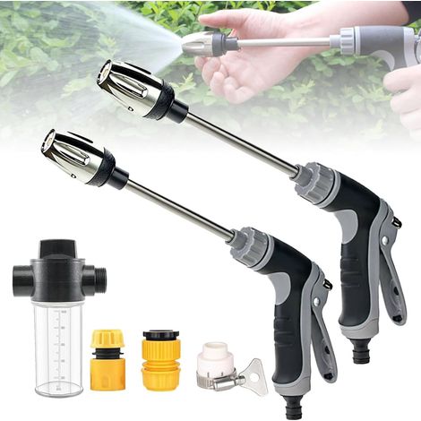 2 Stück Gartenschlauch, Turbinenreiniger, Hochdruck-Wasserpistole, verstellbar, Hochdruckreiniger, Bewässerung, Grau