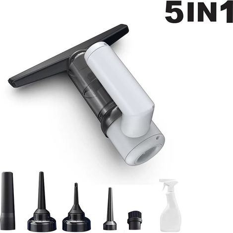 TrAdE Shop Traesio - Pulitore Multifunzione Aspirapolvere Soffiatore Tira Acqua Vetri Senza Fili 5in1 Elettrico - (1/5)
