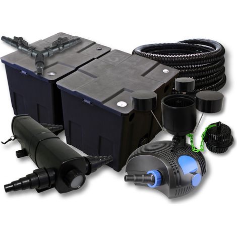 SunSun Komplettset: CBF-350B Teichfilter bis 60000 L Teichfilteranlage, CTF-12000 Teichpumpe 12000l/h 100W, CUV-224 Teichklärer 24W, 25m Teichschlauch 25 mm, CSP-250 Skimmer 2500l/h 45W, Y-Verteiler