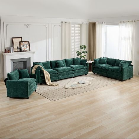 Sessel Sofa verstellbar Chenille Grün OKMYHOME (1/5)