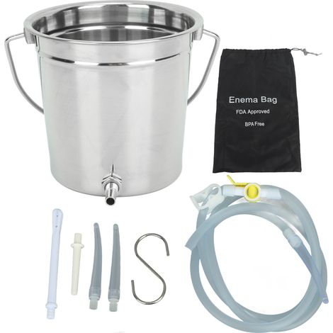 Kit de Lavement en Acier Inoxydable 1,3L - Seau Réutilisable pour Nettoyage du Côlon à Domicile, Soin de Santé (1/5)