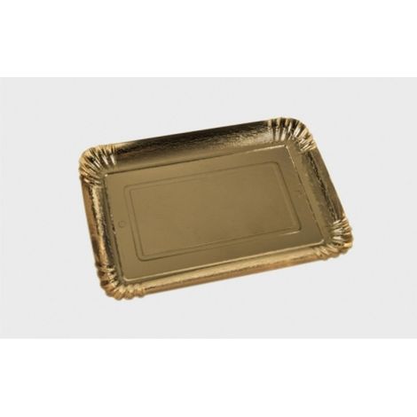 TrAdE Shop Traesio - 5 Vassoi Porta Torta 25x35 Cm 1.4 Oro Rettangolare Piatto Dolci Cartone Dorato -