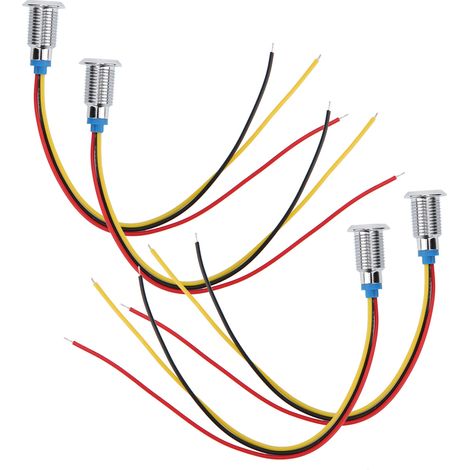 4 Kits LED Rondes Étanches 10mm, Cathode Commune, Double Couleur Rouge/Jaune, Alimentation 110-220V AC (1/5)