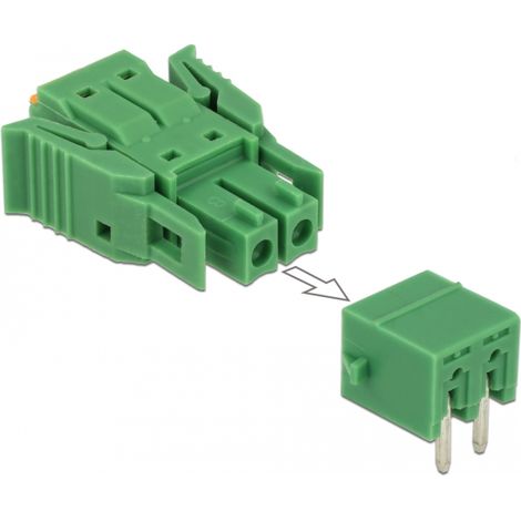 Delock Bloque de terminales fijado para PCB 2 pin 3,81 mm paso horizontal
