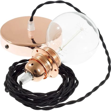 Lampe suspension creative cables tm04 câble soie cuivre poli (1/3)