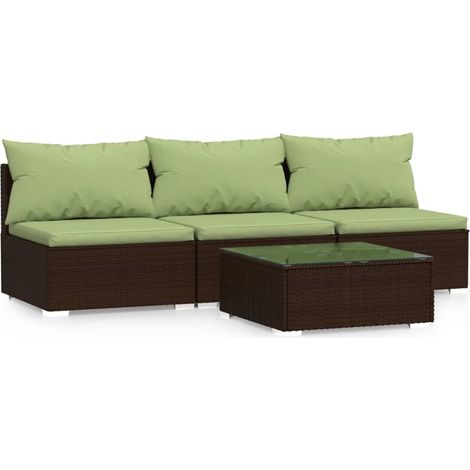 Maison Exclusive - 4-tlg. Garten-Lounge-Set mit Kissen Braun Poly (1/5)