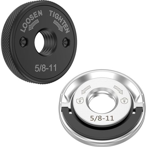 Lot de 2 écrous à bride pour meuleuse d'angle 5/8"-11, kit de verrouillage rapide sans clé, anneau en D et écrou moleté pour disques de coupe (1/5)