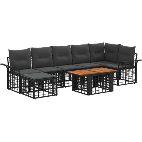 Set Divano da Giardino 8 pz Nero e Grigio scuro polyrattan vidaXL (1/5)