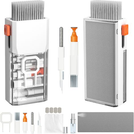 Kit di pulizia per tastiera di laptop, spazzola per la pulizia dello schermo del computer 10 in 1, kit di pulizia multifunzionale per dispositivi elettronici, iPad, iPhone Pro, cuffie, monitor della f (1/5)