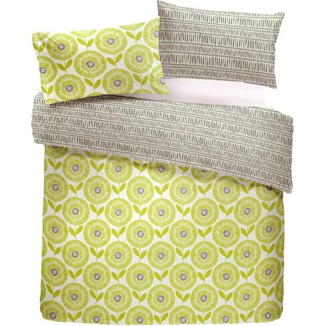 Housse de Couette et 2 taies d'oreiller, 52% Polyester, 48% Coton, Vert, King (1/2)