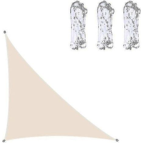 Voile d'ombrage triangulaire imperméable beige 3x3x4.3 m / 4x4x5.7 m / 5x5x7.1 m (1/2)