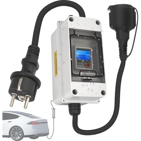 Digital Power Meter Socket LED Waterproof Reset Camper Vans Electric Vehicles Households Cable