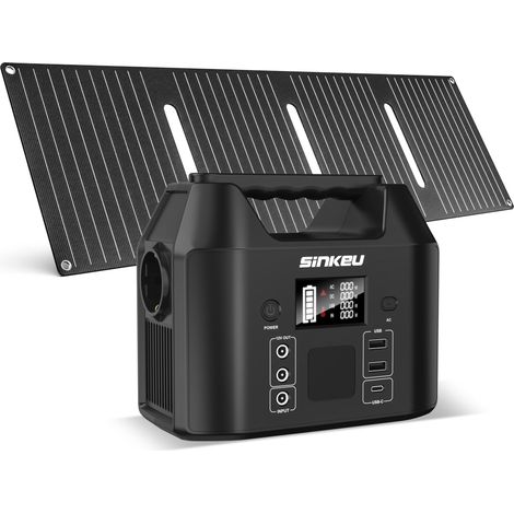 Station d'alimentation portable 96 Wh avec panneau solaire 40 W, batterie LiFePO4 30 000 mAh avec prise AC 230 V 150 W / 12 V DC/USB, alimentation de secours pour camping, pique-nique, jardin (1/5)