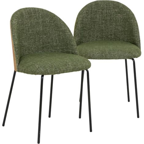 Chaise en tissu vert et bois clair Nyssa (lot de 2) (1/5)