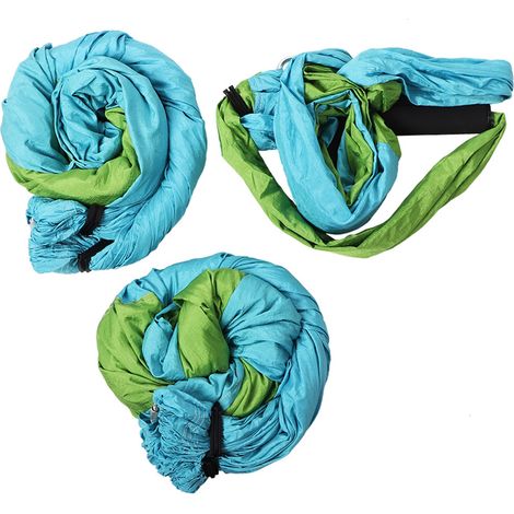 Suspension de yoga aérien anti-gravité, trapèze d'inversion avec poignée, balançoire hamac (bleu vert) (1/5)