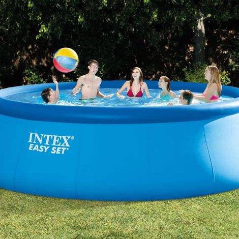 Intex – Piscine hors sol ronde 457 x 122 cm – Matériau SUPER-TOUGH® – Capacité 14 141 litres – Gonflage rapide – Valve de vidange sécurisée