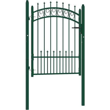 vidaXL Portail de clôture EMMEN avec pointes en acier 104 x 109,5 cm vert (1/5)