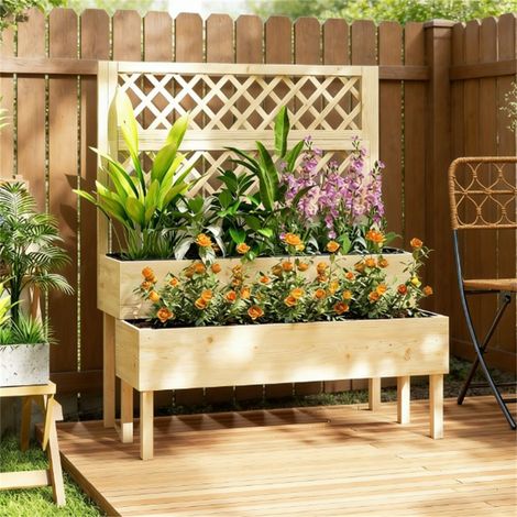 Bac de jardin surélevé naturel, bac à plantes écologique, conteneur de jardinage pour la maison, la cour et le jardin (1/5)