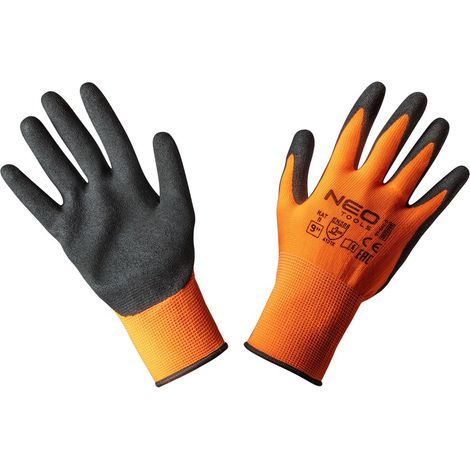 Guantes de trabajo, poliéster recubierto de nitrilo (color arena), 4131X, talla 9 (1/3)