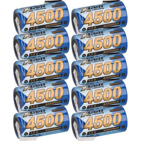 10x XCell Racing Einzelzelle Ni-MH 4500mAh 1,2V Sub C X4500SCR mit Z- Lötfahne (1/5)