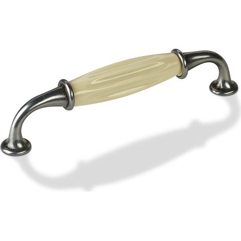 Porzellangriff META BA 128 mm Altsilberoptik / creme