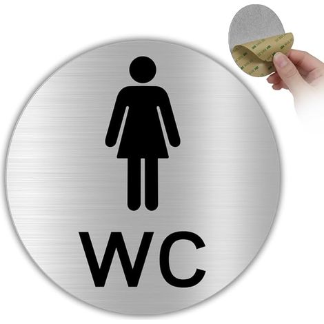Plaque Toilettes Femmes - Ø 10 cm - Aluminium - Panneau WC Dames (1/3)