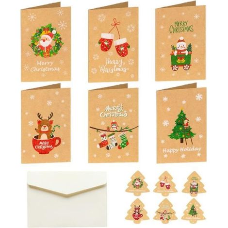 Mini Cartes de Noël - - 36 Enveloppes et Autocollants - Carte Postale Pliée - Idéal pour Offrir (1/5)