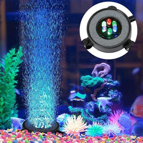 Pompe à air LED pour aquarium avec lampe à changement de couleur, bulles d'air, pierre, aquarium, décoration à bulles, éclairage d'aquarium (1/5)