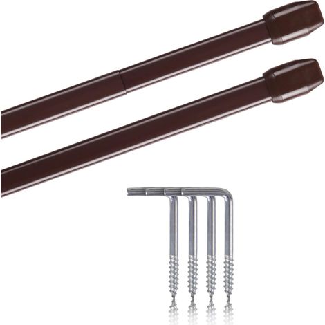 Lot de 2 - Tringle à vitrage - Tringle à rideau - Extensible et réglable - Fixation par vissage ou serrage - Pour fenêtre et porte - Marron - 40-60 cm (1/5)