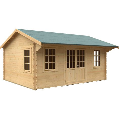 18x14 The Dalton 44mm Cabin - L535 x W415 x H303.6 cm - Solid Wood/Softwood/Pine - Natural